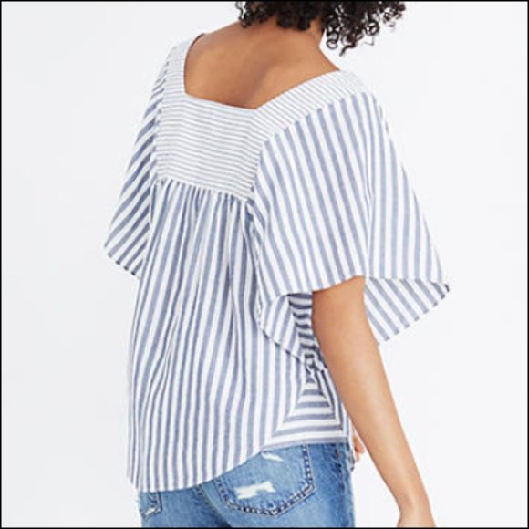 NWT MADEWELL TOP Butterfly Stripe Play Bluish Gray 2X - Picture 2 of 9